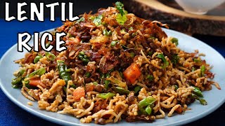 How To Cook PERFECT FLUFFY LENTIL & RICE WITH CARAMELIZED ONIONS