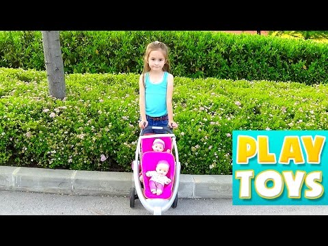 Twins Baby doll stroller - playground fun slide and swing play for kids with toys Twins Baby doll stroller - playground fun slide and swing play for kids with toys