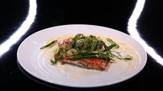 Rouget barbet, crème de sardines, asperges sauvages par Jean-François Rouquette (#DPDC)