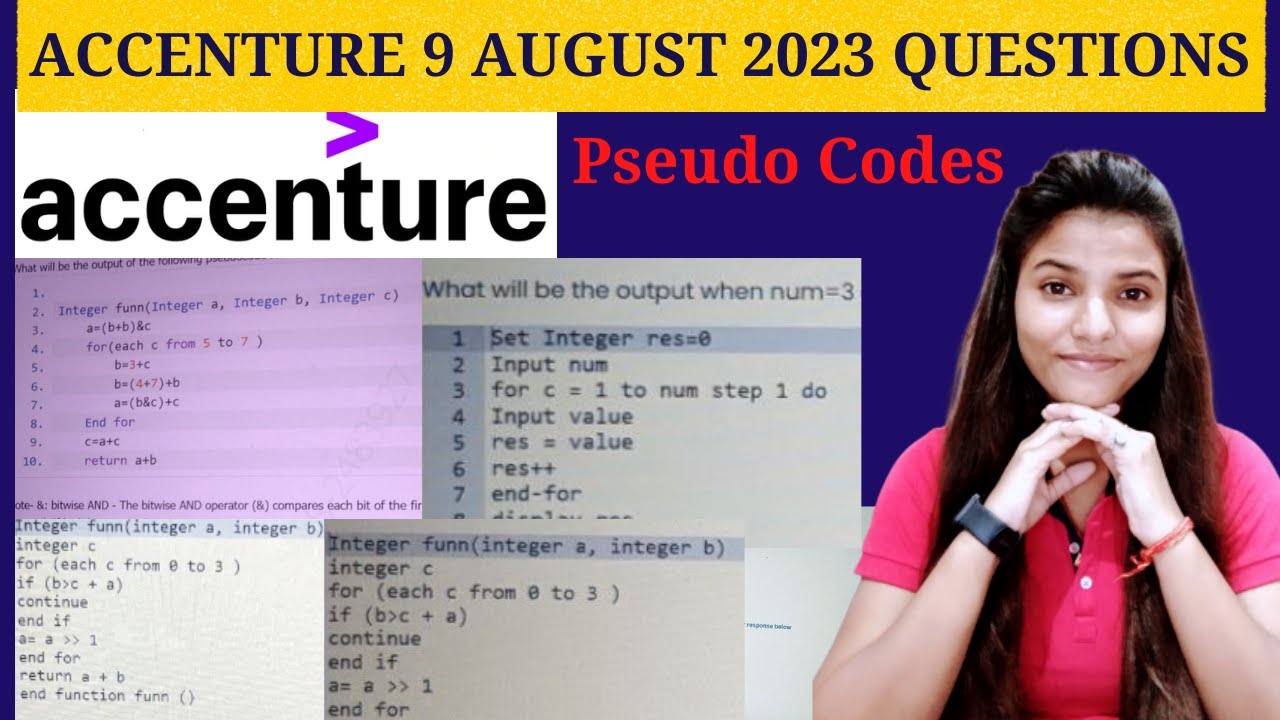 Pseudo Codes Questions | Accenture AUGUST EXAM Solution | Accenture ...