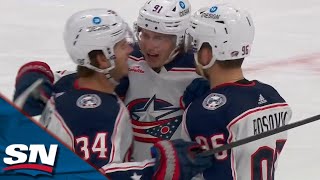 Kent Johnson's Redirection Goal Stands After Review To Give Blue Jackets Late Lead