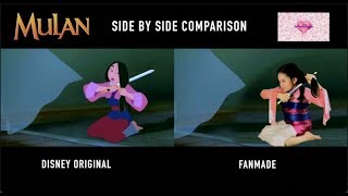 Mulan cuts her hair |Mulan side by side comparison Disney Original vs Fanmade | Mulan fanmade