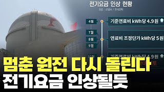 원전 2기 11월에 정상가동…전력난 숨통 트지만 전기요금 추가 인상될 듯