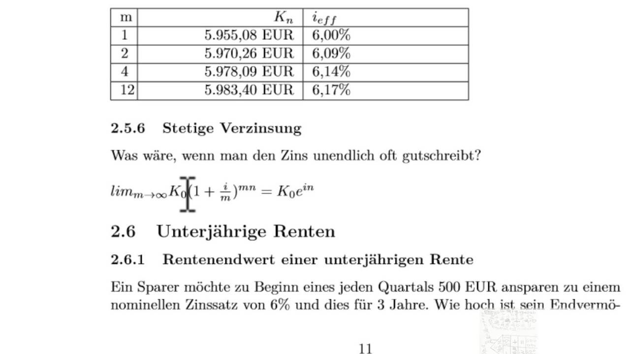 14. Wirtschafts- Und Finanzmathematik: Stetige Verzinsung - YouTube