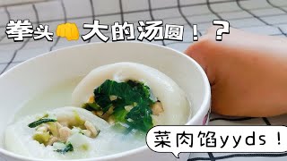 第32道：快失传的拳头大菜肉馅儿汤圆，皮儿也太好吃了！|减脂餐|菜肉汤圆