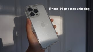 iPhone 14 pro max aesthetic unboxing {silver} accessories, iOS 16 customisation 📎