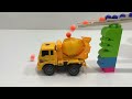 marble run race ☆ haba slope u0026 retro makita truck excavator garbage truck dump truck ambulances