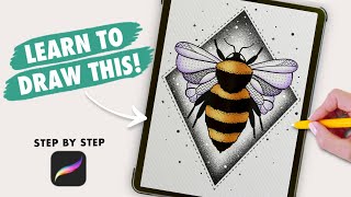Draw Ink & Stipple Bee in Procreate on iPad - Digital Art Tutorial for Beginners