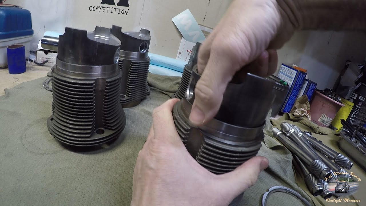 Installing Type 1 VW Pistons Into Their Cylinders - YouTube