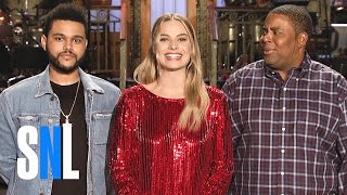 Margot Robbie Is Hosting SNL Alongside an Imposter of The Weeknd