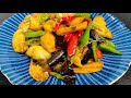 delicious dish with potato eggplant and peppers easy and delicious recipe