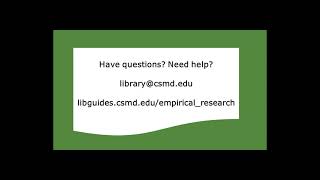 Searching the Library Databases: Empirical Research Articles