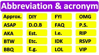 20 COMMON ABBREVIATIONS & ACRONYMS | Learn with examples | English vocabulary