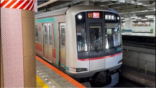 【東武車運用である62Tを東急車が代走！】東急5000系5107編成が急行南栗橋行きとして北千住駅1番線を発車するシーン（2022.11.17）