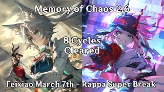 [NEW! Memory of Chaos 2.6] Feixiao March 7th and Rappa Super Break - Honkai: Star Rail Indonesia