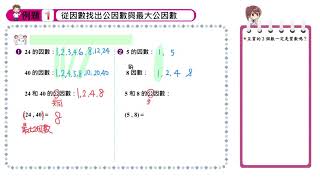 【例題1】從因數找出公因數與最大公因數