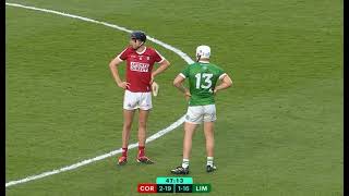 CONTROVERSIAL INCIDENT AS CORK KEEPER IS POLEAXED BY AARON GILLANE - CORK V LIMERICK 2024 HURLING