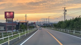 Japan Roads and Cars | Warm Sunset Scenery at Toyohashi City towards Gamagori City, Aichi Prefecture