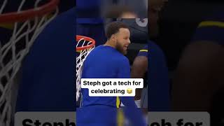 Draymond was given a technical for celebrating on the court, so Steph sent a message to the refs.