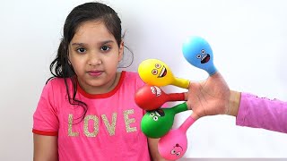 Pretends to play with her Magic balloon - Preschool toddler learn color تعليم الالوان بالانجليزي