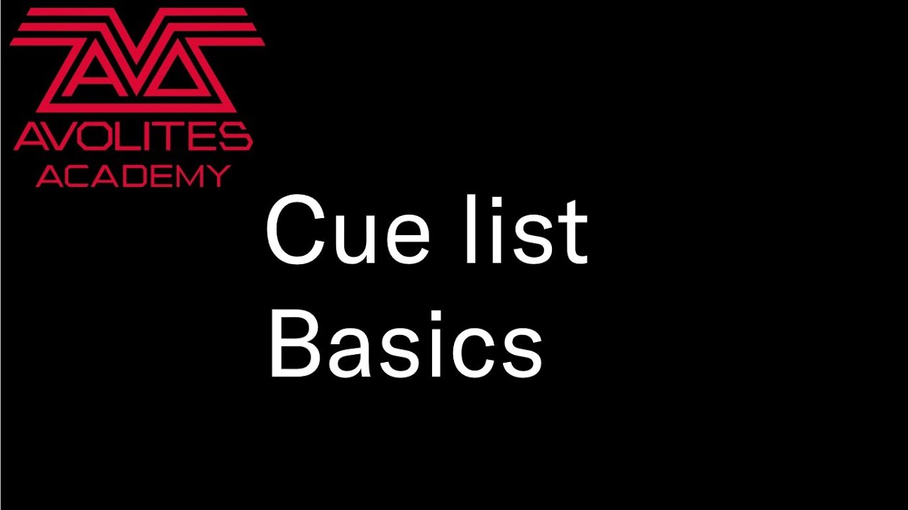 Cue List Basics Youtube