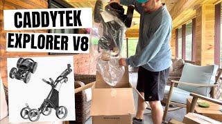 Ultimate CaddyTek V8 Explorer Golf Push Cart UNBOXING \u0026 Setup Guide