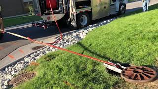 Vactor sewer jet truck stuck