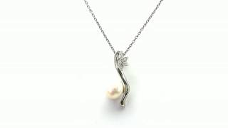 Silverona 2.85CTW White Pearl \u0026 Cubic Zirconia .925 Sterling Silver Pendant