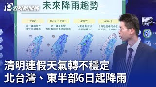 清明連假天氣轉不穩定 北台灣、東半部6日起降雨｜20240405 公視晚間新聞