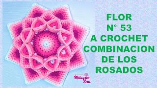 FLOR N° 53 Combinación de los rosados /Hermosa flor tejida a crochet para aplicar en centros de mesa