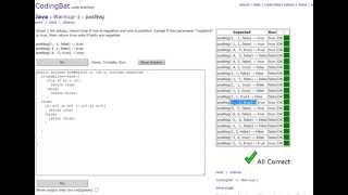 CodingBat Example posNeg