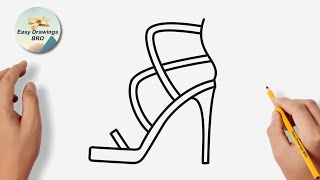 Drawing high heel shoes tutorial | How to draw a high heel shoe | Easy Drawings BRO