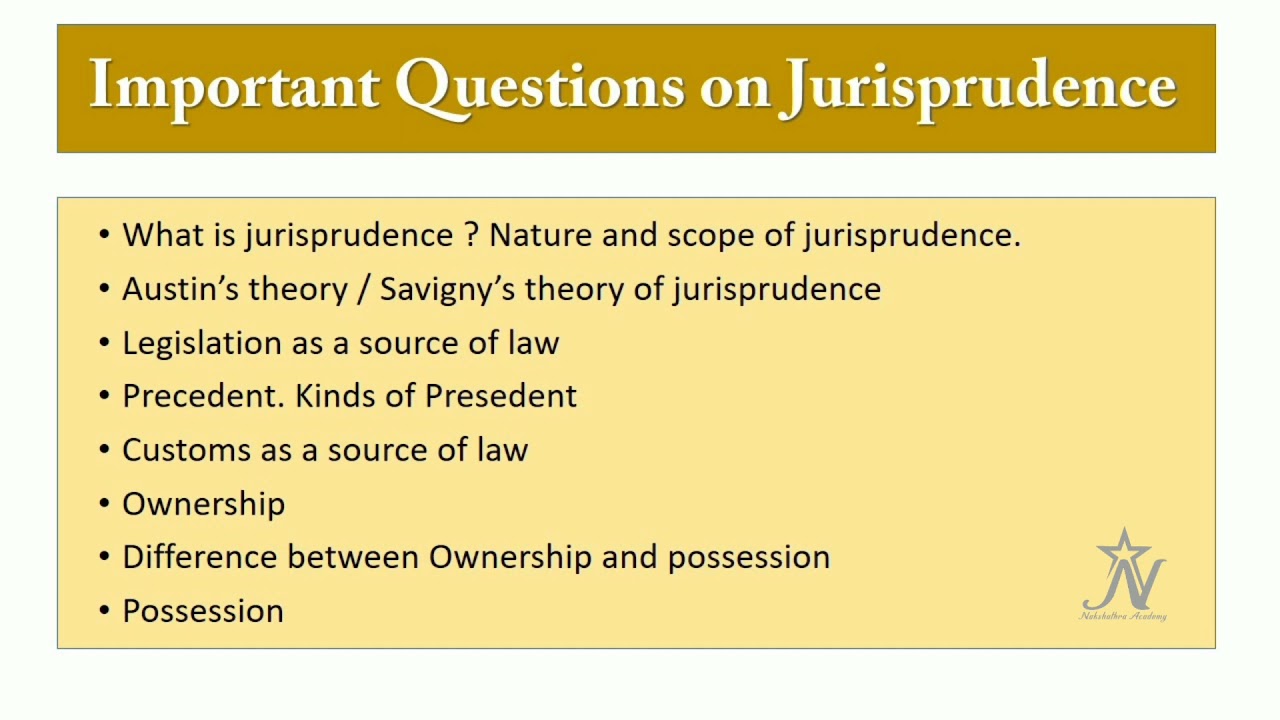 Important Questions On Jurisprudence | Law Exam - YouTube