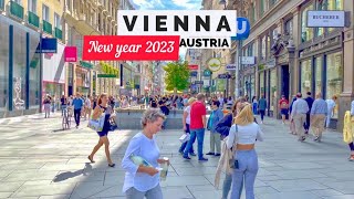 New year 2023 walk in Vienna austria - Mariahilfer street - Evening walk tour 4k