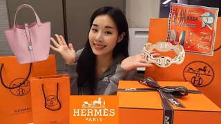 [쇼핑 하울🛍] HERMES 에르메스- 피코탄 로즈사쿠라🌸, 샹달 반지💍, 스카프 + 첫방문 썰😮