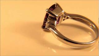 3.81cts Cushion Natural Brazilian Alexandrite Ring in 18K White Gold