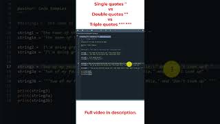 #Python Single vs Double vs Triple quotes. #datascience #programming