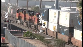 RIVERSIDE | BNSF Train Passes While Firefighters Fight 3 Alarm Salvage Yard Fire