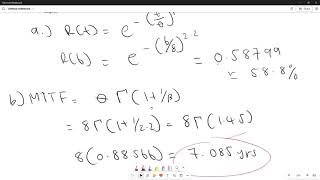 Weibull distribution example 1, Reliability