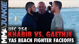 Justin Gaethje discards belt during faceoff with Khabib Nurmagomedov | UFC 254 staredown