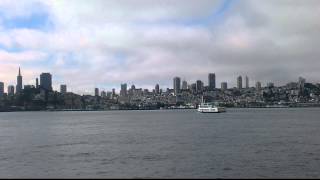 View from Golden gate to bay bridge from Alcatraz