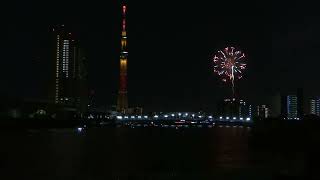 018　隅田川花火大会 2023　☆　Sumida  Fireworks　phoenix　✿　汐入公園　白鬚橋　東京スカイツリー　ライトアップ　不死鳥　♬　2023年　7月29日