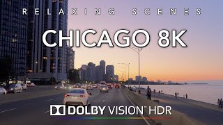 Driving Chicago 8K Dolby Vision HDR - Downtown to Wrigley Park