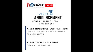 FIN Announcement - FTC Dean's List Finalists and FRC State Championship Dean's List Semi-Finalists