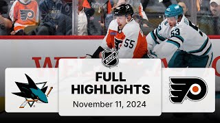 NHL Highlights | Sharks vs. Flyers | November 11, 2024