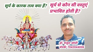 सूर्य के कारक तत्व। जानिए सूर्य ग्रह किन वस्तुओं के स्वामी है। #sun Dr. Manjul Joshi. # सूर्य ।