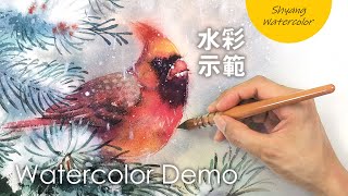 Winter Cardinal Watercolor Painting | Painting Tutorial | Shyang Watercolor