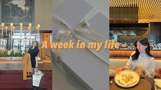 VLOG l 연말연초 가족들과 함께 🌷 (생일주간, 디올 까나쥬 플랫, 하얏트 스테이크하우스, 콘래드 37그릴앤바, 부케 오브제, 샤넬 생일기프트, 베르나르도 플레이트 언박싱)