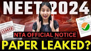 NEET 2024 Paper Leaked Reality | NTA  Notice #neet #neet2024 #update