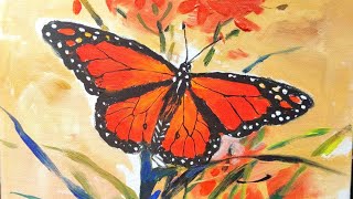 【土人教画】457 丙烯画-蝴蝶 terrain art class - acrylic butterfly 土人老师网课报名微信号：16478318998